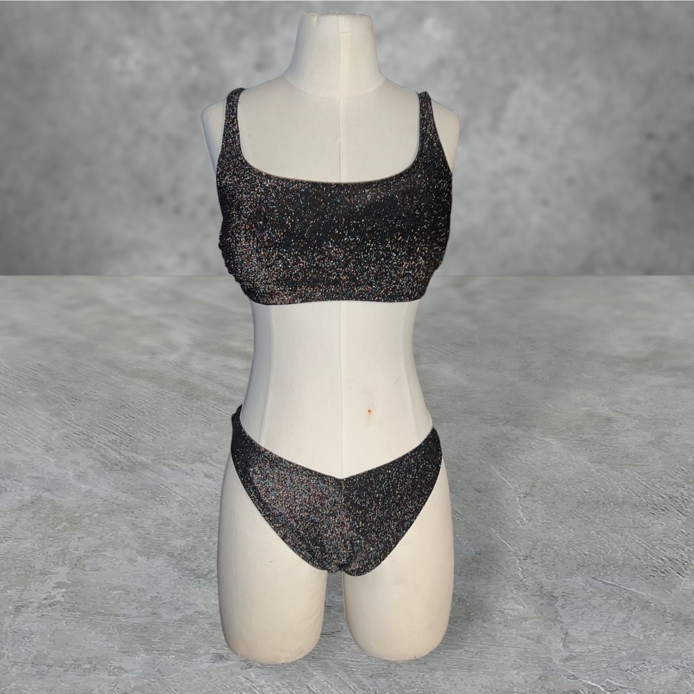 XHILARATION | BLACK SPARKLY BIKINI SET